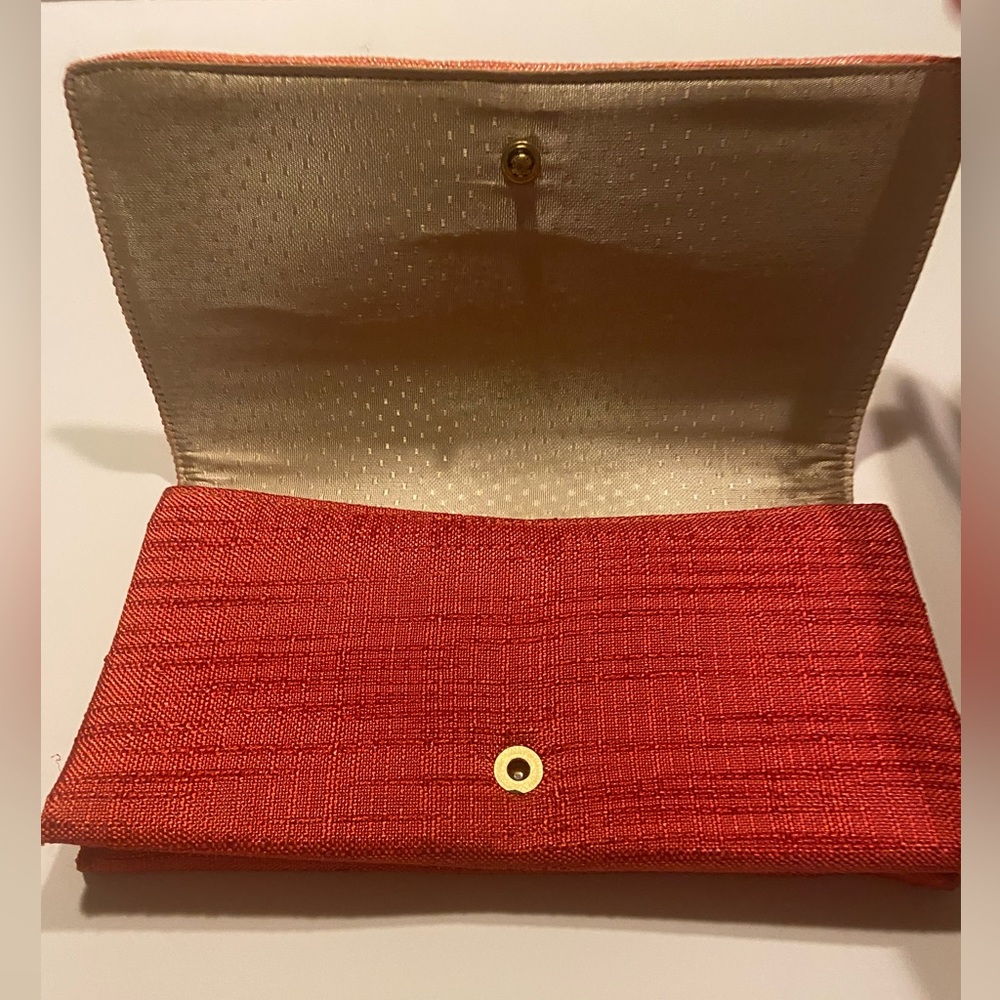 Summer clutch, striped sunset colors, vintage snap closer
